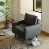 Tree City - 32'' Faux Leather Tufted Square Accent Armchair - Modern Chair for Living Room, Bedroom, Office & Small Spaces - 4 of 4