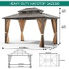 Hardtop Gazebo with Double Polycarbonate Roof – Aluminum Frame, UV Protection & Mesh Curtains for Patio, Garden, Backyard - 3 of 4
