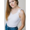 Hope & Henry Womens' V-Neck Rib Knit Tank with Bow - 2 of 4