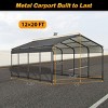 Outdoor 12X20 FT Heavy Duty Carport Garage, All Weather Car Shelter for Cars, Car Shelter with Galvanized Steel Roof-Coolbibila - 4 of 4
