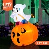 Joyfy 5 FT Halloween Inflatables Outdoor Decorations, Inflatable Cute Ghost Lift Pumpkin Candy Bag with LEDs for Halloween Yard Garden Lawn Decoration - 3 of 4