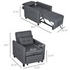 3-in-1 Convertible Chair Bed-Functional Single Sofa Bed, Pull Out Sleeper Chair with Adjustable Backrest, Pillow, and Pockets - 3 of 4