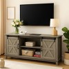 Farmhouse TV Stand for 75 in Television, Wood Entertainment Center with Storage & Barn Doors, Adjustable Shelf Media TV Console Table Cabinet - 3 of 4
