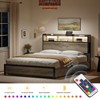 Hausource Full Bed Frame with LED Bookcase Headboard, 4 Storage Drawers, No Box Spring Needed, Gray - 4 of 4