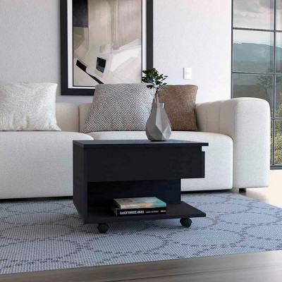 FURNIinspire Lift Up Coffee Tables Modern Wooden Conversation Table Center Table Living Room Table With Storage Shelf, Black, 19.6"*21.6"*15.3"