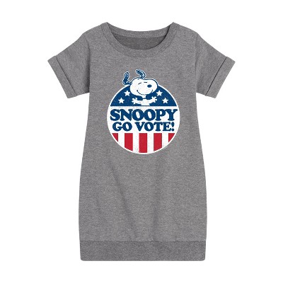 - Peanuts - Snoopy Go Vote Graphic Short Sleeve Fleece Dress