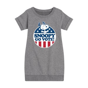 - Peanuts - Snoopy Go Vote Graphic Short Sleeve Fleece Dress - 1 of 4
