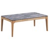 47.25" Rectangular SmartTop Coffee Table with Faux Marble Finish and Natural Brown Base, Perfect for Modern Living Rooms - 2 of 4