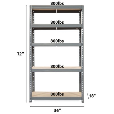 Trestles 36x72" Blue-Gray 5-Tier Adjustable Steel Shelving Unit