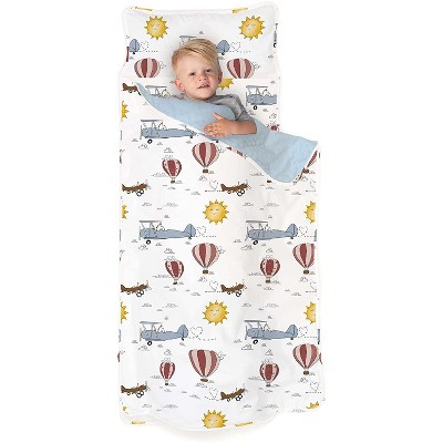 JumpOff Jo Extra Long Toddler Nap Mat, Children’s Sleeping Bag with Removable Pillow for 53" x 21"