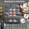 1pc Oversized Chenille Electric Recliner with Heat & Massage, Dual Motor Power Lift Chair for Elderly Support - Coolbibila - 3 of 4