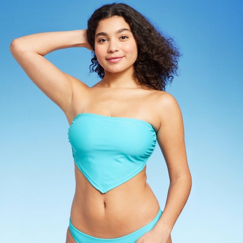 Women's Hankerchief Bandeau Bikini Top - Wild Fable™ Neon Blue D/dd Cup :  Target