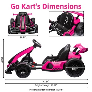 24V Go Karts for 6-12 Kids, Electric Ride on Drift Car with 2 x 150W Powerful Motors, 8mph Max Speed, Safety Belt, Music, Max Load 110lbs Ride on Toy - 1 of 4