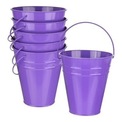 Unique Bargains Galvanized Purple Decorative Rustic Metal Bucket 4.7 x 5.1 Inch 6 Pcs