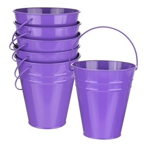 Unique Bargains Galvanized Purple Decorative Rustic Metal Bucket 4.7 x 5.1 Inch 6 Pcs - 1 of 4