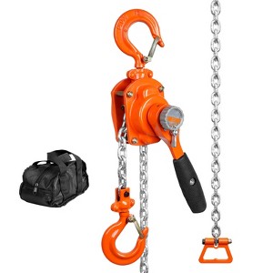 VEVOR Manual Lever Chain Hoist, 1/2 Ton 1100 lbs Capacity 5 FT Come Along, G80 Galvanized Carbon Steel with Weston Double-Pawl Brake, Orange - 1 of 4