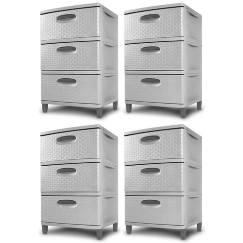 Sterilite 3 Drawer Wide Weave Tower Plastic, White - FREE SHIPPING