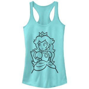 Juniors Womens Nintendo Mario Princess Peach Racerback Tank Top - 1 of 3