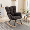 AENKYO 300LB Capacity Soft Teddy Fabric Rocking Chair w/Pocket - Ergonomic Nursery Glider, Solid Wood Base, for Living Room & Bedroom - 2 of 4