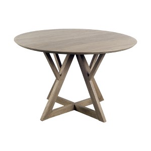 HomeRoots 48" Brown Rounded Solid Wood Pedestal Base Dining Table - 1 of 4