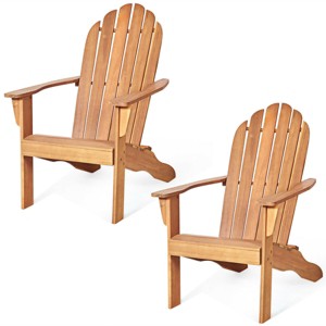 Tangkula 2PCS Wooden Classic Adirondack Chair Lounge Chair Outdoor Patio Natural - 1 of 4