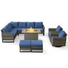 POCASSY 8 Piece Outdoor Sectional Patio Furniture Set, All Weather Gray Wicker Outdoor Furniture Set with Swivel Chair and 41" Propane Fire Pit - 3 of 4