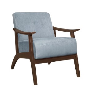 Velvet Upholstered Accent Chair with Attached Cushions, Solid Wood Frame and Foam Padding for Living Room - 1 of 4