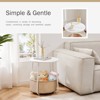 Infurnic Desks Round Edge End Table in Living Room, Nightstand, Bedroom Small Side Table with Fabric Basket, Steel Frame, White 20"*20"*25" - 4 of 4