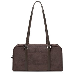 Generic Women's Faux Suede Boston Bowler East West Le Teckel Satchel Shoulder Bag - 1 of 4