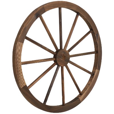 Sunnydaze Indoor/Outdoor Wooden Rustic Western Style Wagon Wheel Yard Landscape Porch Patio Decor - 30"