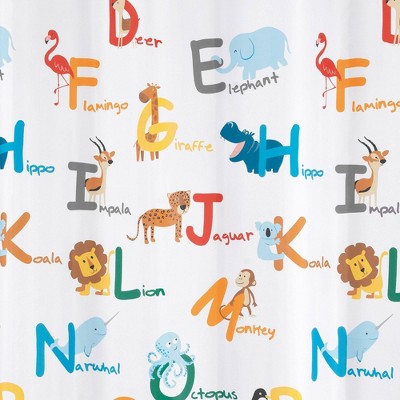 Animal Alphabet Multicolor Polyester Kids' Shower Curtain