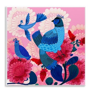 Stupell Industries Folk Birds on Dahlias Wall Plaque Art - 1 of 4