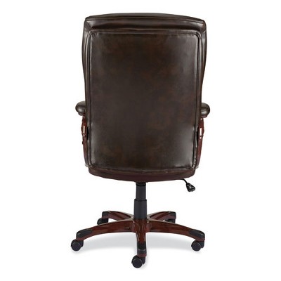 Darnick Executive Swivel Office Chair with Fixed Arms in Brown Leather