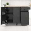 53.9" Rolling Kitchen Island Cart with Drop Leaf, 3-Tier Pull-Out Organizer, Internal Storage Racks,Towel Rack & Lockable Wheels, Kitchen Cabinets - 4 of 4