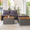 LACOO Outdoor Rattan Daybed with Cushion and  Storage Side Table - 3 of 4