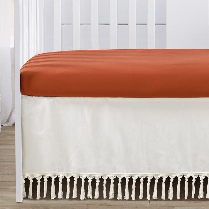 Sweet Jojo Designs Gender Neutral Unisex Baby Crib Bedding Set - Boho Fringe Rust Orange Ivory Off White 4pc, 6 of 8