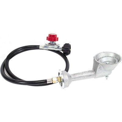 GasOne High Pressure Cast-Iron Round Burner Head with Brass Fitting O, Regulator & Hose, 50200+2109
