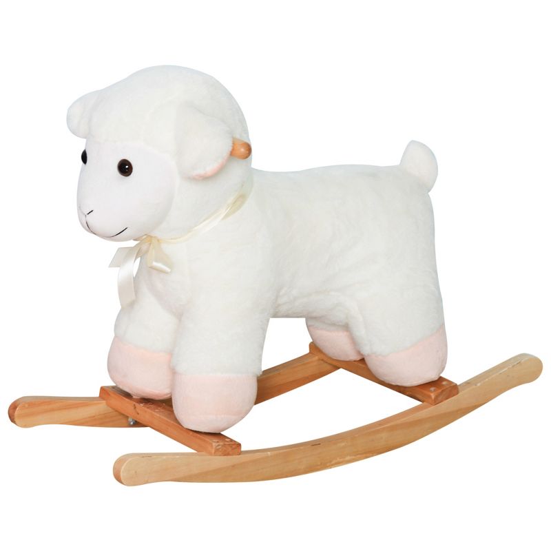 Qaba Lamb Rocking Horse Sheep, Nursery Stuffed Animal Ride On Rocker for Kids, Wooden Plush, 1 of 8