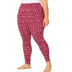 Agnes Orinda Women's Plus Size Elastic Waist Full Length Christmas Leggings - 1 of 4