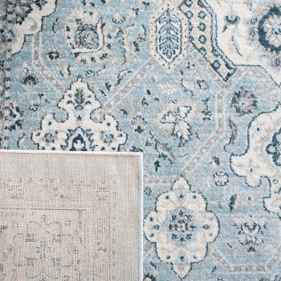 Isabella Blue and Cream Synthetic Area Rug 4' x 6'