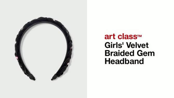 Girls&#39; Velvet Braided Gem Headband - art class&#8482; Black, 2 of 5, play video