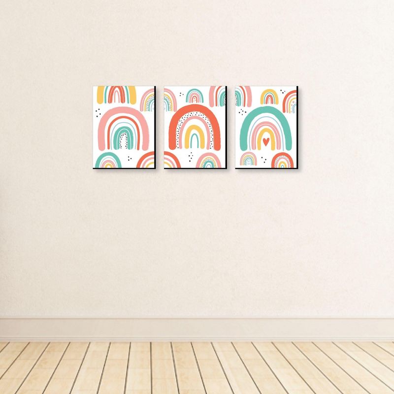 Big Dot of Happiness Hello Rainbow - Boho Nursery Wall Art and Kids Room Decor - 7.5 x 10 inches - Set of 3 Prints, 3 of 8