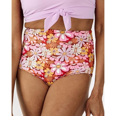Lime Ricki Women's Groovy Blooms/Sherbert Stripe Reversible Ultra High-Waist Bottom