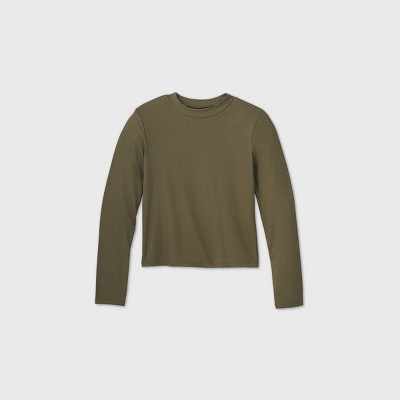 ribbed knit mock neck top