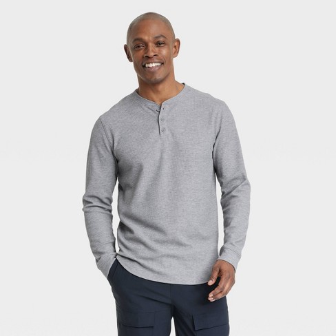 Men's Waffle-knit Henley Athletic Top - All In Motion™ Gray S : Target