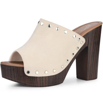 Perphy Women's Open Toe Platform Chunky Heel Slides Sandals