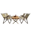 SKRAN Set of 5 Foldable Outdoor Dining Set, 1 Dining Table & 4 Dining Chair, Aluminum Frame & Canvas for Patio Outdoor & Indoor(Natural) - 2 of 4