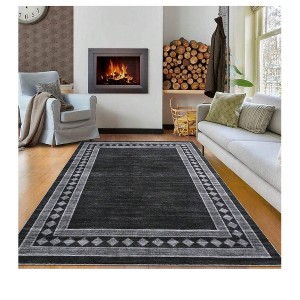 Brown-2*6 feet  Contemporary Machine Washable Area Rug Modern Geometric Floor Cover Non Slip Stylish  Bordered Accent Carpet Stain Resistant Low Pile - 1 of 4