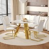 FURNIinspire Dining Sets Table And Chair Set, 42" White Round Dining Table And 6 White Modern Dining Chairs With Stainless Steels Legs - 2 of 4