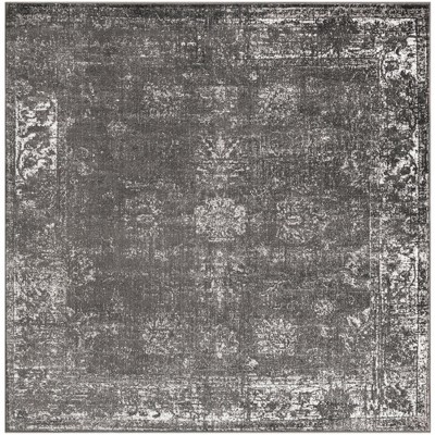 Handmade Dark Grey Stain-Resistant Square Area Rug